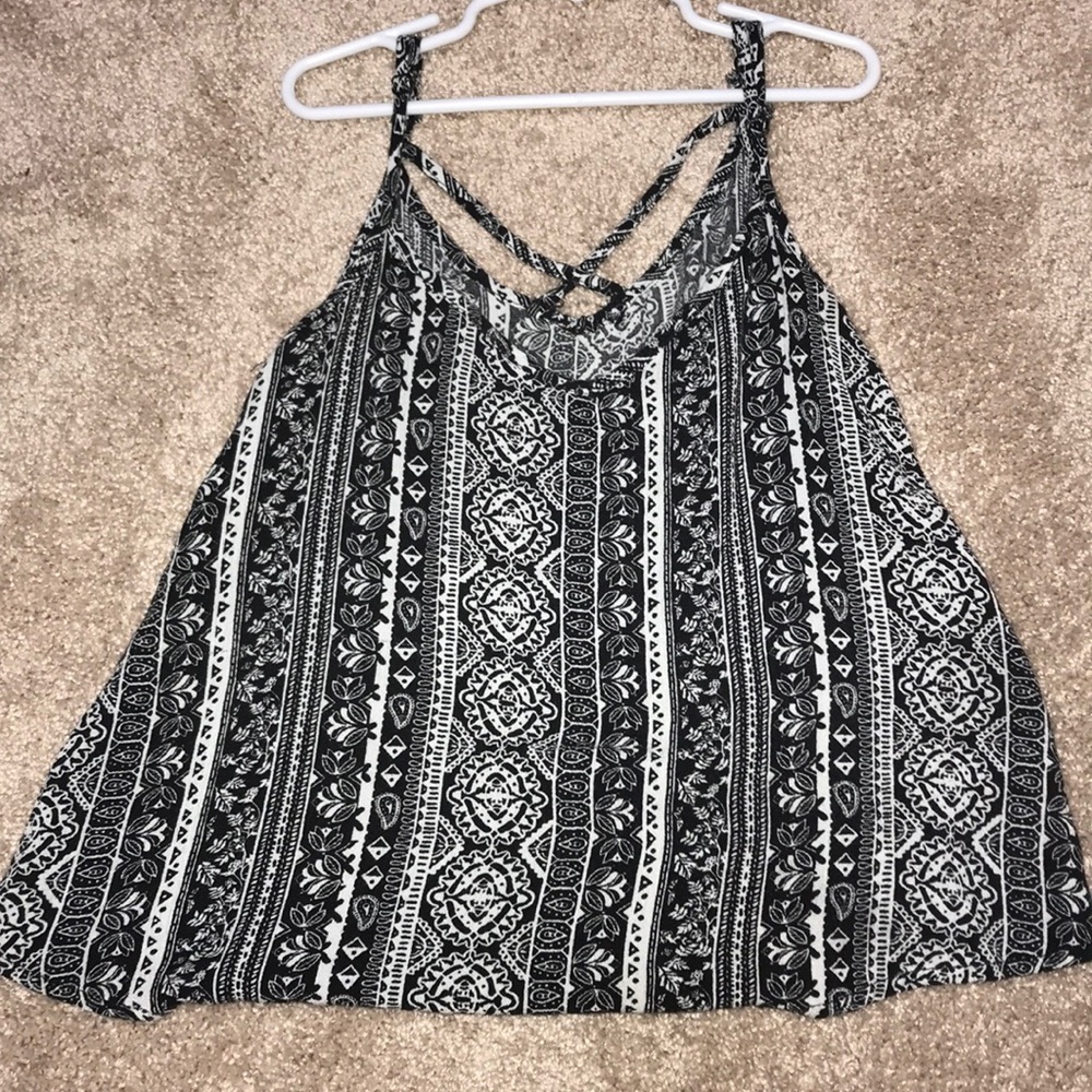Black and White Thin Strap Tank